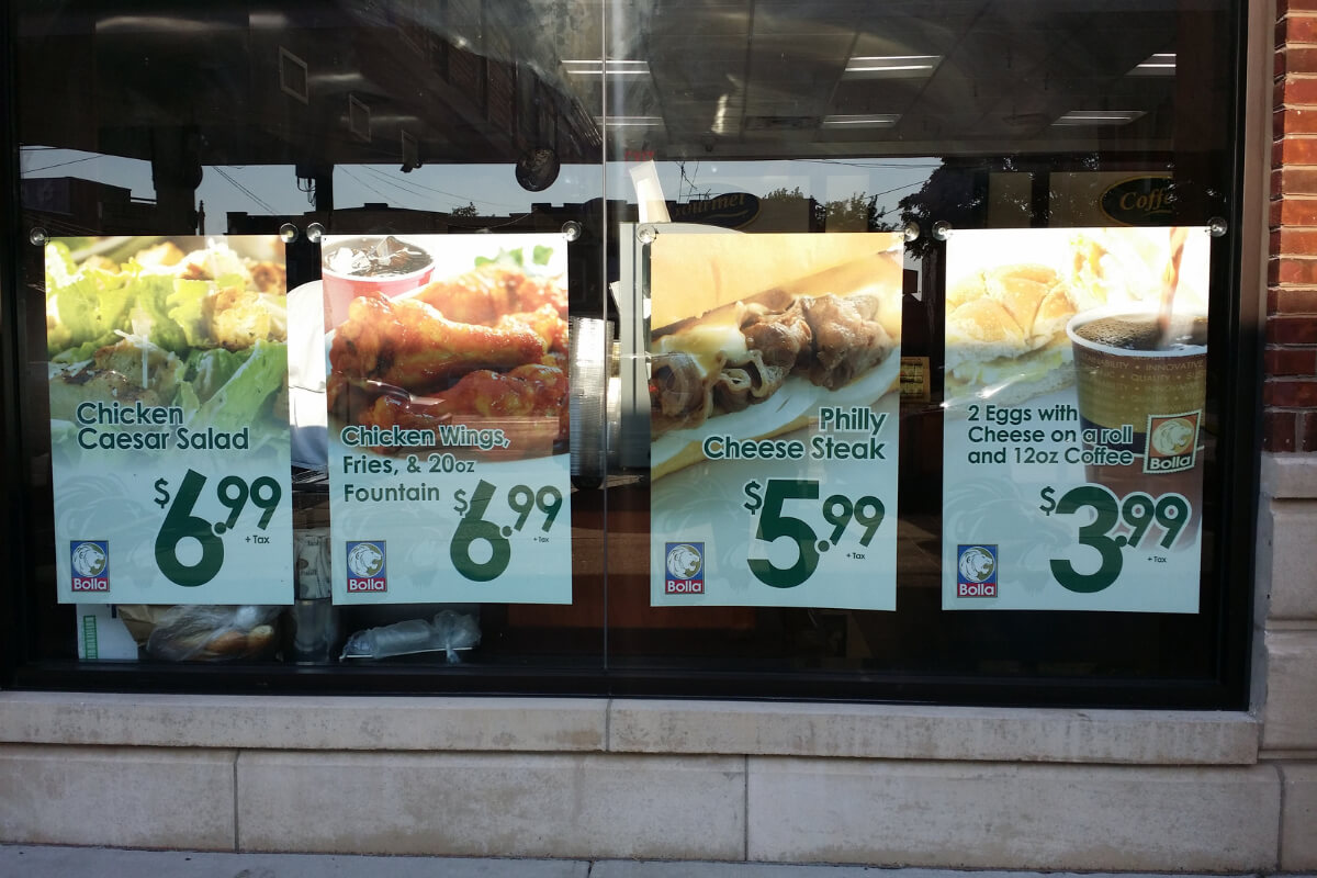 Restaurant menu poster print services