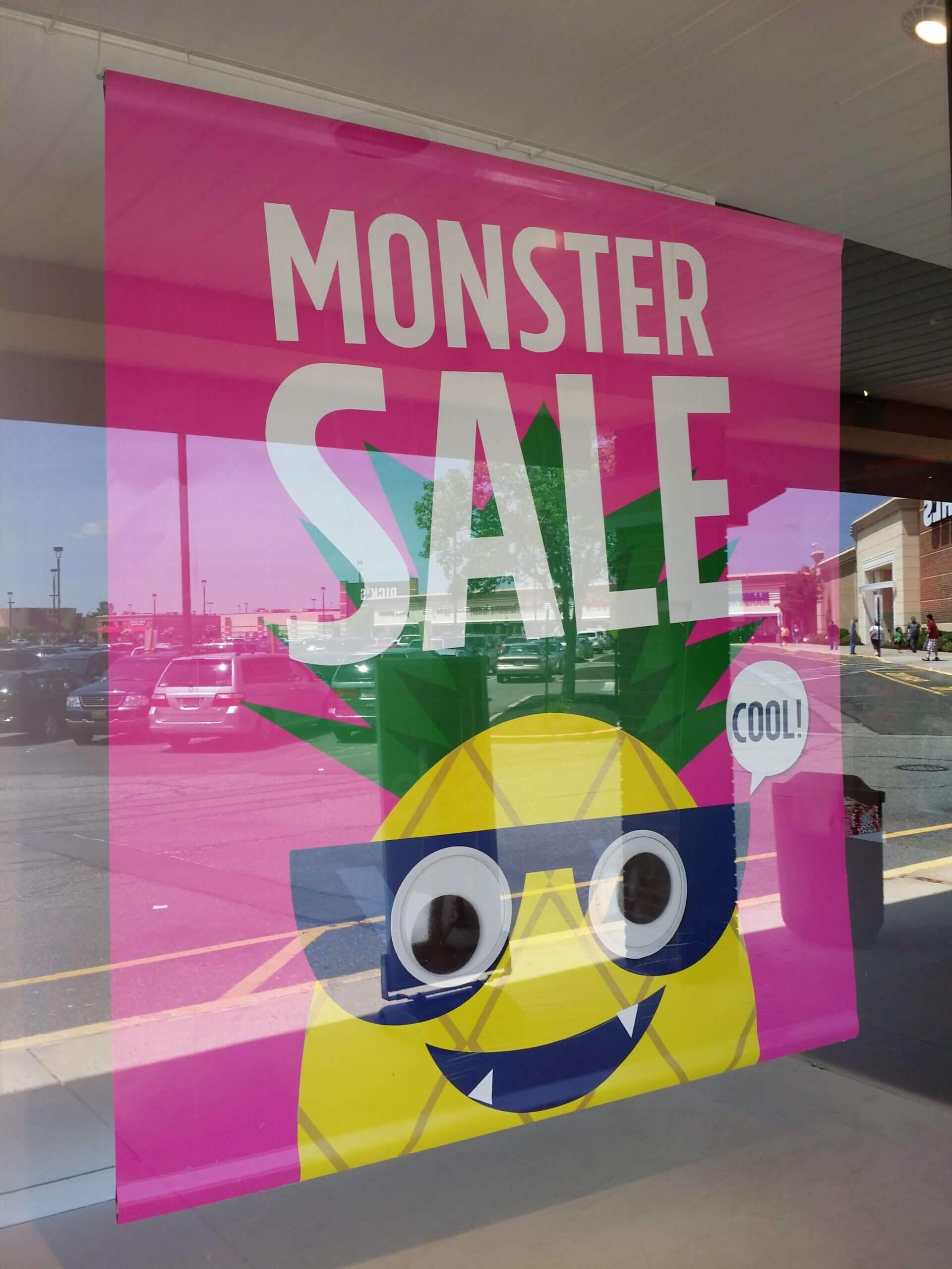 Retail window graphics sale display