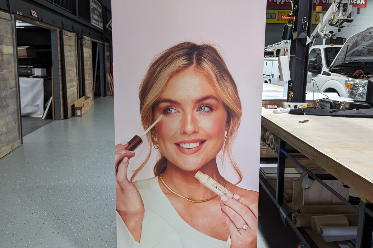 large format poster display advertising banner stand